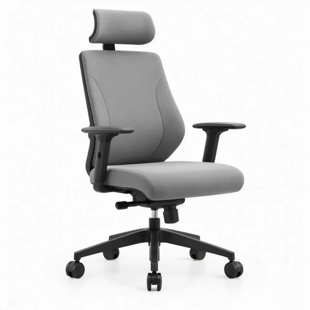 Ergonomische bureaustoel met hoofdsteun, grijs/zwart, 65 x 65 x 116-126 cm
