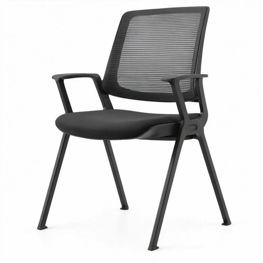 Zwarte vergaderstoel met armleuningen en mesh rugleuning, 58 x 55 x 88 cm