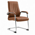 Bruine vergaderstoel met armleuningen, chromen sledeframe, 60 x 68 x 100 cm