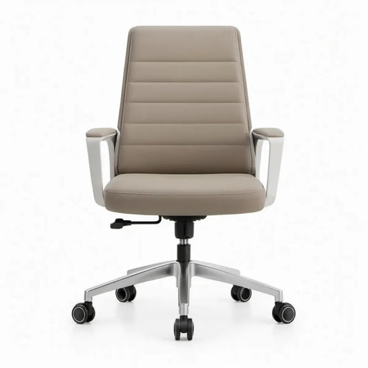 Bureaustoel met hoge rugleuning en armleuningen, taupe, 64 x 64 x 112-122 cm