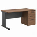 Bureau met 3 laden, 140 x 70 x 74 cm, walnootbruin en zwart
