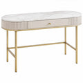 Bureau met lade 120 x 50 x 76 cm – Wit marmerlook/Goud