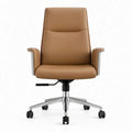 Bruine bureaustoel van PU-kunstleer met hoge rugleuning en armleuningen, 64 x 65 x 110-120 cm