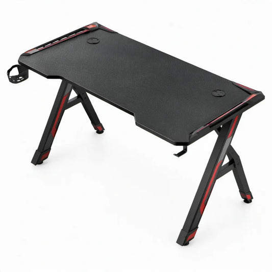 Gamingbureau 120 x 60 x 75 cm zwart/rood met MDF-werkblad en stalen frame