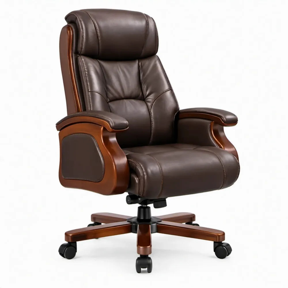 Directiestoel met hoge rugleuning, verstelbare zithoogte, donkerbruin, 70 x 75 x 120-128 cm