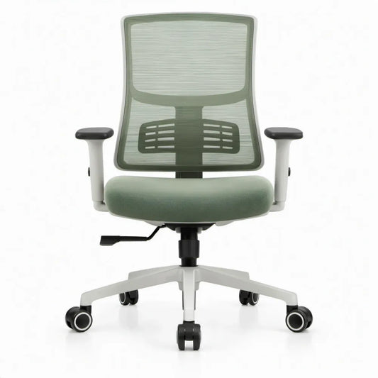 Ergonomische bureaustoel groen/grijs/zwart met lendensteun en wielen, 64 x 64 x 97-107 cm