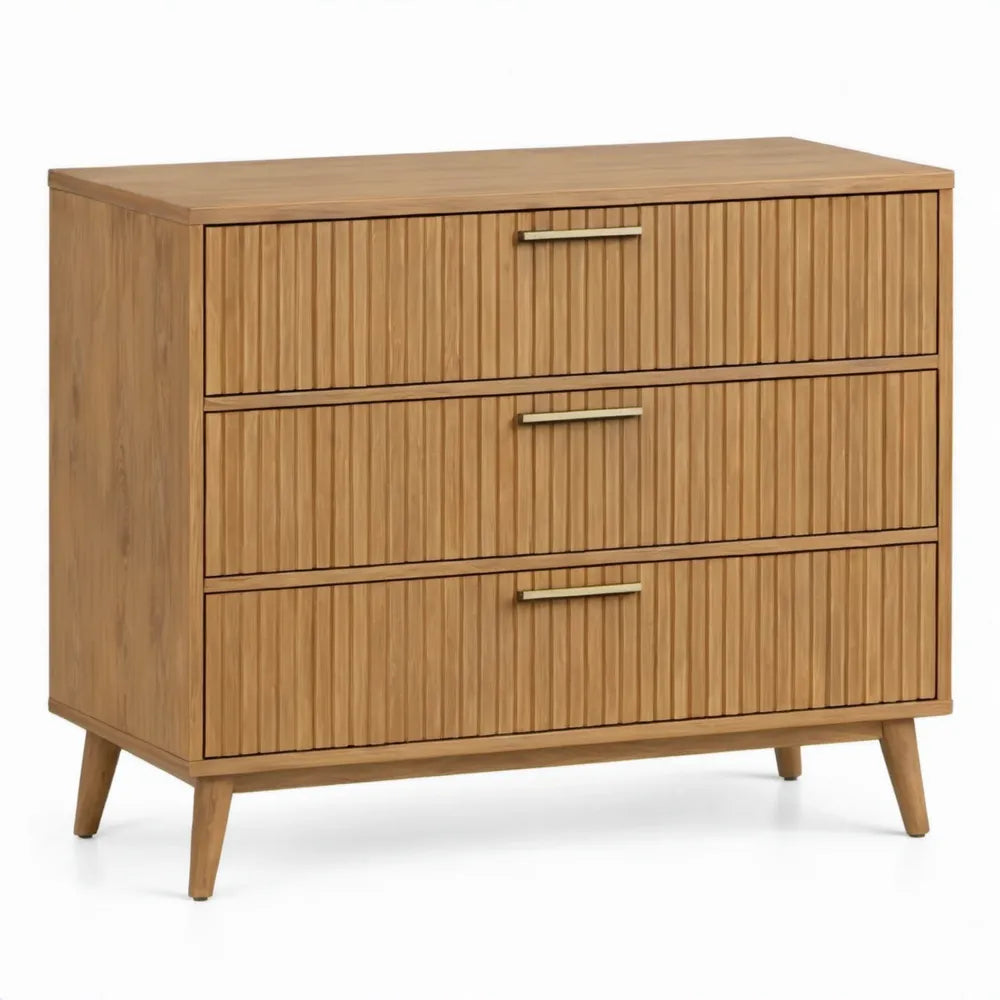 Ladekast met 3 laden 90 x 40 x 80 cm naturel eiken